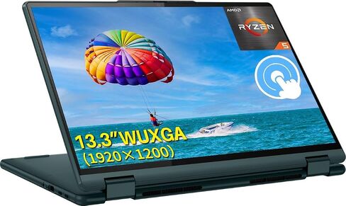 Lenovo Yoga 6 2-in-1 Convertible Touchscreen Laptop, 13.3" WUXGA (1920 x 1200) Laptop, 8GB RAM, 256GB SSD, AMD Ryzen 5 7530U(Beat Intel i7-1165G7), Thin, WiFi 6, Backlit KB, Win 11 Home, Dark Teal in Saudi Arabia