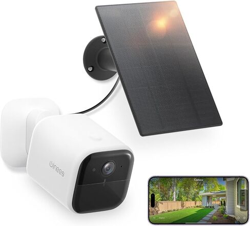 winees 2K Solar Security Camera Wireless Outdoor with 8G Free Local Storage, Continuous Powered, 2.4Ghz Wi-Fi Camera Compatible with Alexa & Google Home, Yard Camera with Motion Detection, IP66 in Saudi Arabia