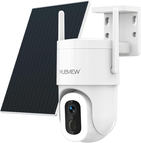 MUBVIEW Solar Security Cameras Wireless Outdoor, 2K Battery Powered Security Camera, Floodlight Camera with 800 Lumens Light & Siren, 360° PTZ, Color Night Vision, PIR Detection, 2.4GHz, IP66 in Kuwait