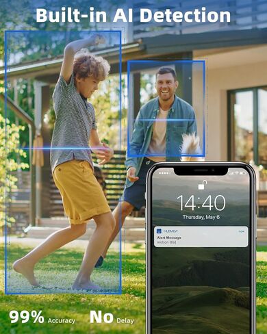 MUBVIEW Solar Security Cameras Wireless Outdoor, 2K Battery Powered Security Camera, Floodlight Camera with 800 Lumens Light & Siren, 360° PTZ, Color Night Vision, PIR Detection, 2.4GHz, IP66 in Kuwait