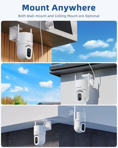 MUBVIEW Solar Security Cameras Wireless Outdoor, 2K Battery Powered Security Camera, Floodlight Camera with 800 Lumens Light & Siren, 360° PTZ, Color Night Vision, PIR Detection, 2.4GHz, IP66 in Kuwait