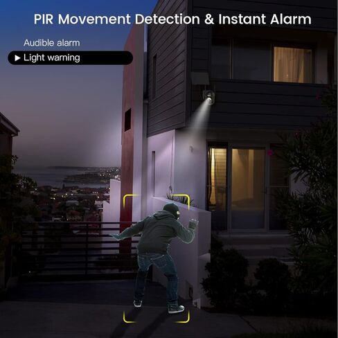 كاميرا سيترونيكس 2K الشمسية للأمان اللاسلكية في الهواء الطلق، 4 حزم، رؤية 360 درجة، بطارية قابلة لإعادة الشحن، كاميرا مراقبة واي فاي مع رؤية ليلية ملونة FHD، كشف AI/PIR، IP66 in Kuwait