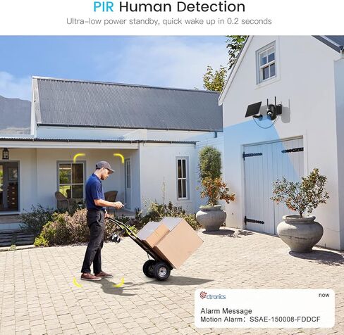 كاميرا سيترونيكس 2K الشمسية للأمان اللاسلكية في الهواء الطلق، 4 حزم، رؤية 360 درجة، بطارية قابلة لإعادة الشحن، كاميرا مراقبة واي فاي مع رؤية ليلية ملونة FHD، كشف AI/PIR، IP66 in Kuwait