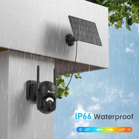 كاميرا سيترونيكس 2K الشمسية للأمان اللاسلكية في الهواء الطلق، 4 حزم، رؤية 360 درجة، بطارية قابلة لإعادة الشحن، كاميرا مراقبة واي فاي مع رؤية ليلية ملونة FHD، كشف AI/PIR، IP66 in Kuwait