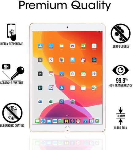 او كي بي [عبوتان] واقي شاشة ايباد 10.2 لجهاز ايباد الجيل السابع (2019)، واقي شاشة شفاف من الزجاج المقوى لايباد الجيل السابع مضاد للخدش/عالي الدقة/خالي من الفقاعات in Kuwait