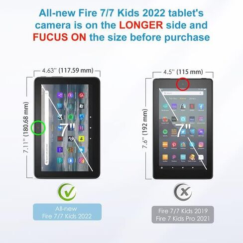واقي شاشة SPARIN مكون من قطعتين متوافق مع جهاز Fire 7/Fire 7 Kids Tablet الجديد كليًا (الجيل الثاني عشر، إصدار 2022) مقاس 7 بوصة، زجاج مقسى/مضاد للخدش in Kuwait