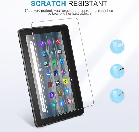 واقي شاشة SPARIN مكون من قطعتين متوافق مع جهاز Fire 7/Fire 7 Kids Tablet الجديد كليًا (الجيل الثاني عشر، إصدار 2022) مقاس 7 بوصة، زجاج مقسى/مضاد للخدش in Kuwait