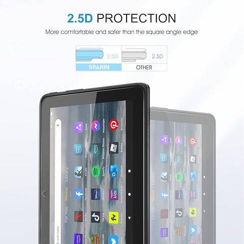 واقي شاشة SPARIN مكون من قطعتين متوافق مع جهاز Fire 7/Fire 7 Kids Tablet الجديد كليًا (الجيل الثاني عشر، إصدار 2022) مقاس 7 بوصة، زجاج مقسى/مضاد للخدش in Kuwait