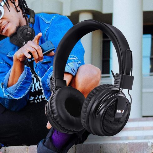 سماعات رأس ستيريو من لوتيوزيك قابلة للطي سوبر باس كاملة الحجم فوق الأذن لهاتف الكمبيوتر الشخصي من Kmise (قطعتان) in Kuwait