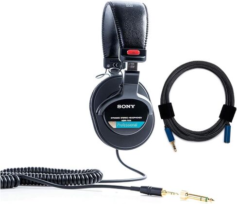 Sony MDR7506 Folding Professional Closed Ear Headphones Bundle with Knox Gear Nylon Braided 3.5mm Audio Extension Cable (2 Items) in Saudi Arabia