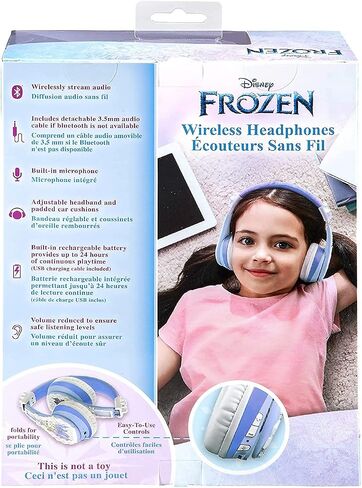 ekids Disney Frozen Kids Bluetooth Headphones, Wireless Headphones with Microphone Includes Aux Cord, Volume Reduced Kids Foldable Headphones for School, Home, or Travel in Saudi Arabia