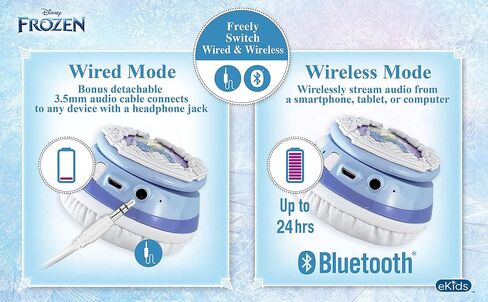 ekids Disney Frozen Kids Bluetooth Headphones, Wireless Headphones with Microphone Includes Aux Cord, Volume Reduced Kids Foldable Headphones for School, Home, or Travel in Saudi Arabia