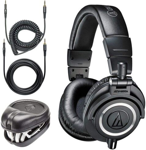Audio-Technica ATH-M50x Professional Monitor Headphones + Slappa Full Sized HardBody PRO Headphone Case (SL-HP-07) in Saudi Arabia