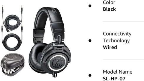 Audio-Technica ATH-M50x Professional Monitor Headphones + Slappa Full Sized HardBody PRO Headphone Case (SL-HP-07) in Saudi Arabia