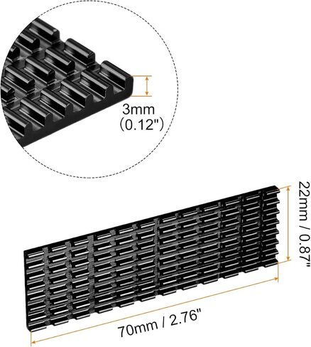 MECCANIXITY 2 Pack M.2 SSD Heatsink Cooler with Thermal Pad Alloy Aluminum Cooling Sink for PC, 70x22x3mm, Black in Saudi Arabia