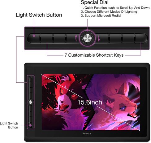 Artisul D16PRO Graphics Drawing Tablet with Screen 15.6 Inch Full-Laminated Graphic Monitor Pen Display 8192 Levels Pressure Battery-Free Stylus,8 Shortcut Keys,130% sRGB Compatible with Windows, Mac in Kuwait