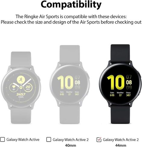 Ringke Air Sports Compatible with Samsung Galaxy Watch Active 2 44mm Case, Thin Soft Flexible Rugged TPU Raised Bezel Frame Protective Cover for Galaxy Watch Active2 - Matte Clear in Kuwait