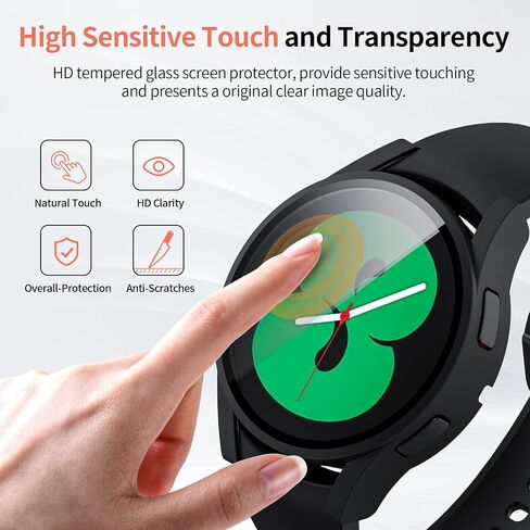 8-Pack Case Covers Compatible with Samsung Galaxy Watch 4 44mm Case, Scratch-Resistant PC Protective Case with HD Tempered Glass Screen Protector (Multicolor8-Pack, Watch4 44mm) in Saudi Arabia