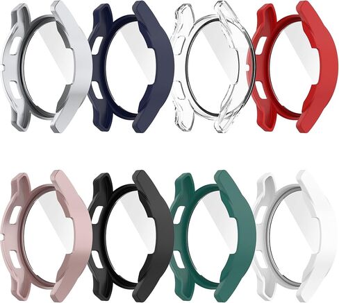 8-Pack Case Covers Compatible with Samsung Galaxy Watch 4 44mm Case, Scratch-Resistant PC Protective Case with HD Tempered Glass Screen Protector (Multicolor8-Pack, Watch4 44mm) in Saudi Arabia