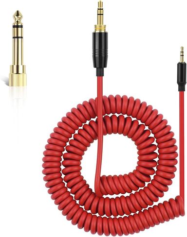 كيبل صوت ملفوف QC45 من لوسكاور، كيبل صوت بديل متوافق مع سماعات بوز QC45/QC35/QC35 II/QC25/NC700، سلك تمديد 2.5 ملم الى 3.5 ملم (1/8 انش) مع سلك تمديد 6.35 ملم (1/4 انش) 6-16 قدم، احمر in Kuwait