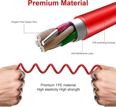 كيبل صوت ملفوف QC45 من لوسكاور، كيبل صوت بديل متوافق مع سماعات بوز QC45/QC35/QC35 II/QC25/NC700، سلك تمديد 2.5 ملم الى 3.5 ملم (1/8 انش) مع سلك تمديد 6.35 ملم (1/4 انش) 6-16 قدم، احمر in Kuwait