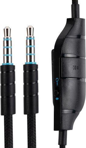 كابل بديل UNCLE LIGHT G633 G635 G933 G935، متوافق مع سماعات الألعاب Logitech G633 G635 G933 G935، سلك Aux 3.5 مم، كتم صوت مدمج، التحكم في مستوى الصوت، 5 أقدام (1.5 متر)، أسود in Kuwait