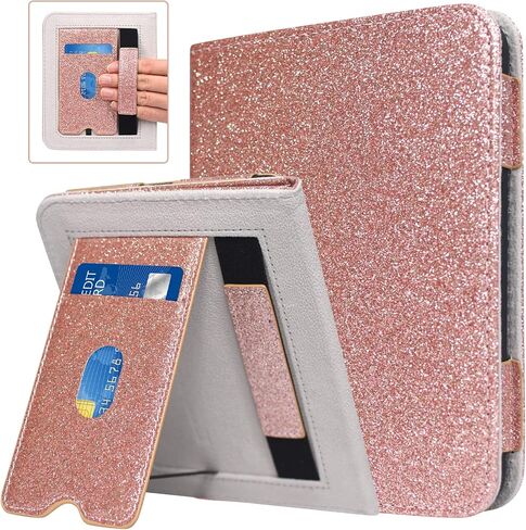ACdream Case for Nook Glowlight 4 2021 / Nook GlowLight 4e 2022, Hands Free Stand Protective Durable Premium PU Leather Cover with Magnet Closure, Hand Strap, Card Slot,Glitter Rose in Saudi Arabia