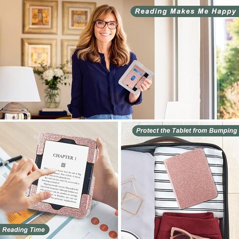 ACdream Case for Nook Glowlight 4 2021 / Nook GlowLight 4e 2022, Hands Free Stand Protective Durable Premium PU Leather Cover with Magnet Closure, Hand Strap, Card Slot,Glitter Rose in Saudi Arabia