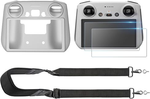 غطاء حماية من السيليكون Mini 3 Pro RC Control + طبقة حماية للشاشة من الزجاج المقوى (قطعتان) + حبل للرقبة/حزام لملحقات DJI Mini 3 Pro/Mini 3/Mavic 3 Classic/Mavic 3 Pro in Kuwait