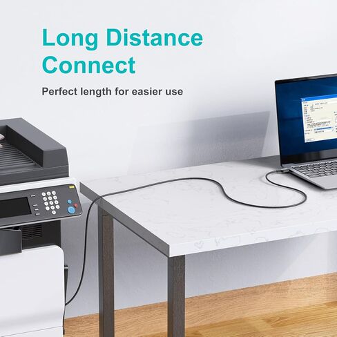 USB 2.0 Printer Cable 20 feet, USB Type A Male to B Male Scanner Cord High Speed for HP, Canon, Dell, Epson, Lexmark, Audio Interface, Midi Keyboard and More in Kuwait