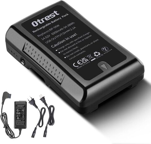بطارية OTREST بقدرة 6600 مللي أمبير في الساعة على شكل V، BP-95W 14.8V 95Wh بطارية ليثيوم أيون قابلة لإعادة الشحن مع شاحن مخرج D Tap وكابل لإضاءة LED لبث الفيديو متوافق مع كاميرا فيديو Sony BMPCC in Kuwait