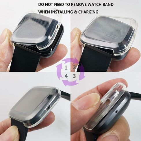 عبوتان متوافقتان مع شاحن Fitbit Versa 2، وشاحن الإصدار الخاص Versa 2، وكابل حامل قاعدة الشحن البديل وقطعتين من واقي حافظة TPU للساعة الذكية in Kuwait