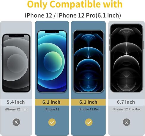 واقي شاشة TRM TECH من الزجاج المقسى لهاتف iPhone 12/12 Pro (6.1 بوصة، 2020) سهل التركيب، مضاد للخدش، خالي من الفقاعات، صلابة 9H، شفاف، صندوق بيع بالتجزئة - (3 عبوات) in Kuwait