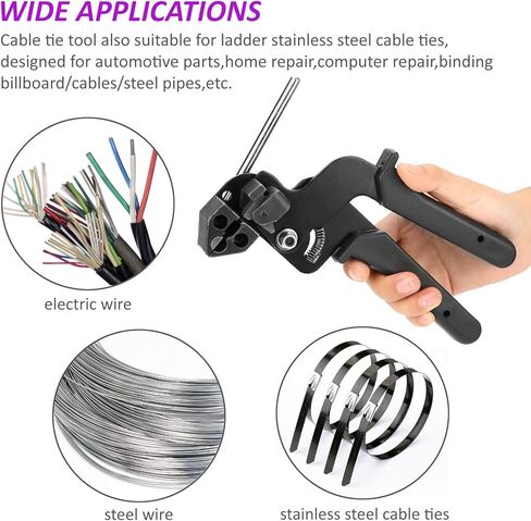 قاطع روابط بسحاب من الفولاذ المقاوم للصدأ، مسدس ربط الكابلات، أداة شد ربط الرمز البريدي، مسدس ربط معدني لقطع روابط الكابلات من الفولاذ المقاوم للصدأ (أسود) in Kuwait