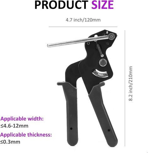 قاطع روابط بسحاب من الفولاذ المقاوم للصدأ، مسدس ربط الكابلات، أداة شد ربط الرمز البريدي، مسدس ربط معدني لقطع روابط الكابلات من الفولاذ المقاوم للصدأ (أسود) in Kuwait