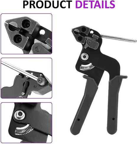 قاطع روابط بسحاب من الفولاذ المقاوم للصدأ، مسدس ربط الكابلات، أداة شد ربط الرمز البريدي، مسدس ربط معدني لقطع روابط الكابلات من الفولاذ المقاوم للصدأ (أسود) in Kuwait