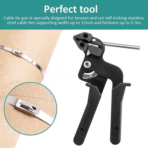 قاطع روابط بسحاب من الفولاذ المقاوم للصدأ، مسدس ربط الكابلات، أداة شد ربط الرمز البريدي، مسدس ربط معدني لقطع روابط الكابلات من الفولاذ المقاوم للصدأ (أسود) in Kuwait