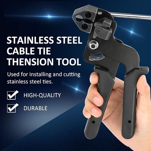 قاطع روابط بسحاب من الفولاذ المقاوم للصدأ، مسدس ربط الكابلات، أداة شد ربط الرمز البريدي، مسدس ربط معدني لقطع روابط الكابلات من الفولاذ المقاوم للصدأ (أسود) in Kuwait