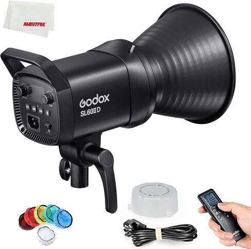 Godox SL-60W CRI 95+ LED فيديو ضوئي SL60W أبيض 5600K إصدار 60WS Bowens Mount + جهاز تحكم عن بعد + عاكس in Kuwait