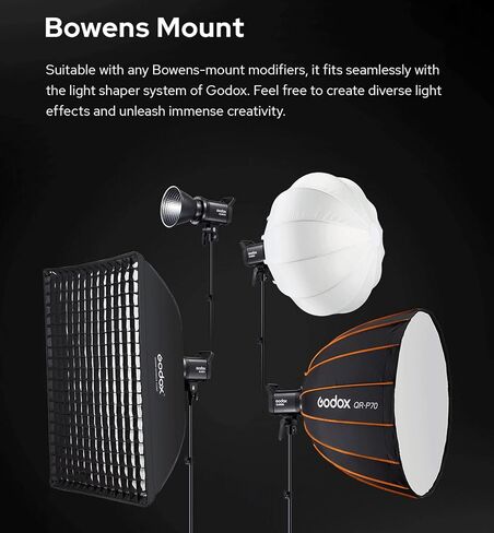 Godox SL-60W CRI 95+ LED فيديو ضوئي SL60W أبيض 5600K إصدار 60WS Bowens Mount + جهاز تحكم عن بعد + عاكس in Kuwait