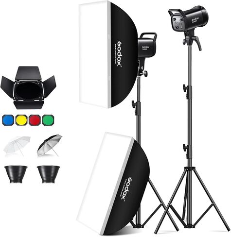 مصباح فيديو Godox SL60IID LED، طقم إضاءة فيديو 2 * SL60W، إصدار أبيض 5600 كلفن، إضاءة إخراج مستمرة مع حامل بوينز، CRI 96+ TLCI97+، لتسجيل الفيديو وصور منتجات الزفاف... (عبوتان) in Saudi Arabia