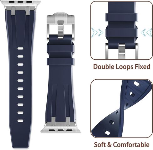 Mazuboho لساعة Apple Watch Ultra 2 Band 49mm 45mm 44mm 42mm للرجال، أربطة iWatch من مطاط السيليكون السائل AP ومشبك من الفولاذ المقاوم للصدأ مصمم لساعة Apple Ultra Band/Ultra 2 Series 9 8 7 6 5 4 SE in Kuwait