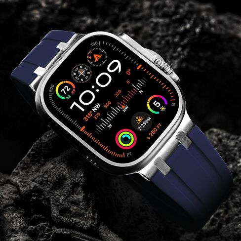 Mazuboho لساعة Apple Watch Ultra 2 Band 49mm 45mm 44mm 42mm للرجال، أربطة iWatch من مطاط السيليكون السائل AP ومشبك من الفولاذ المقاوم للصدأ مصمم لساعة Apple Ultra Band/Ultra 2 Series 9 8 7 6 5 4 SE in Kuwait