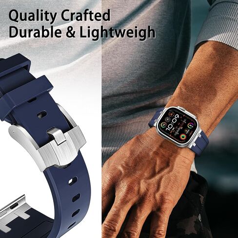 Mazuboho لساعة Apple Watch Ultra 2 Band 49mm 45mm 44mm 42mm للرجال، أربطة iWatch من مطاط السيليكون السائل AP ومشبك من الفولاذ المقاوم للصدأ مصمم لساعة Apple Ultra Band/Ultra 2 Series 9 8 7 6 5 4 SE in Kuwait