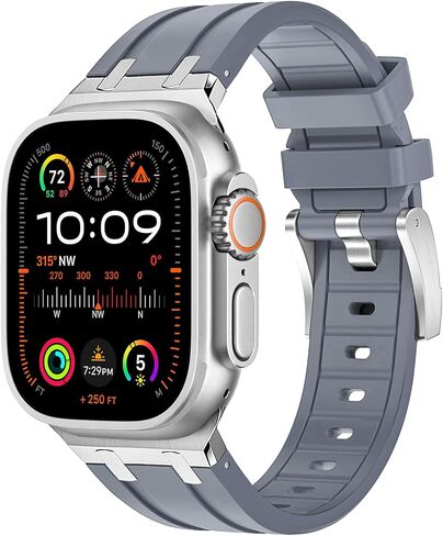 Mazuboho لساعة Apple Watch Ultra 2 Band 49mm 45mm 44mm 42mm للرجال، أربطة iWatch من مطاط السيليكون السائل AP ومشبك من الفولاذ المقاوم للصدأ مصمم لساعة Apple Ultra Band/Ultra 2 Series 9 8 7 6 5 4 SE in Kuwait