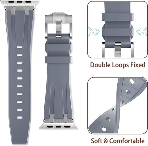 Mazuboho لساعة Apple Watch Ultra 2 Band 49mm 45mm 44mm 42mm للرجال، أربطة iWatch من مطاط السيليكون السائل AP ومشبك من الفولاذ المقاوم للصدأ مصمم لساعة Apple Ultra Band/Ultra 2 Series 9 8 7 6 5 4 SE in Kuwait