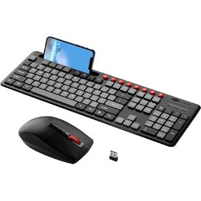 Wireless Keyboard and Mouse Combo, MageGee 2.4G Full-Sized Silent Cordless Keyboard with Phone Holder & 8 Independent Shortcuts, 3 DPI Adjustable Lag-Free Wireless Mouse for Computer/Laptop/PC in Kuwait