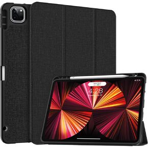 حافظة Soke New iPad Pro 11 2022/2021/2020 مع حامل أقلام - [حماية كاملة للجسم + الجيل الثاني من شحن قلم Apple + تنبيه/غفو تلقائي]، غطاء خلفي ناعم من مادة TPU لجهاز iPad Pro 2022 مقاس 11 بوصة (كتاب أسود) in Kuwait