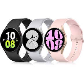 GEAK 3 Pack No Gap Bands Compatible with Samsung Galaxy Watch 6 40mm 44mm/Galaxy Watch 5/Watch 4 40mm 44mm/Galaxy Watch 5 Pro 45mm/Watch 6 Classic 47mm 43mm, Soft Silicone Sport Band for Women Men