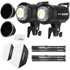 Godox SL-60W LED Video Light and Softbox,Light Stand,Honeycomb Grid Compatible Film Studio Photography Studio (2PCS) in Saudi Arabia